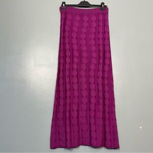 NWT Farella Capri Merino Wool Hand Knit in Italy Sweater Maxi Skirt Pink Fushia